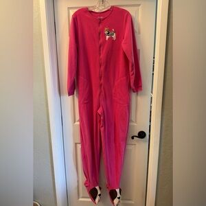 Nick & Nora Pink Fleece Women’s Footie Pajamas size Medium